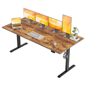 Electric Standing Desk, 71 x 31.5 Inches Height Adjustable Desk, Sit Stand up for Work Office Home, Ergonomic Rising Computer Table with Memory Preset, Rustic Brown