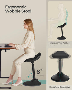 Ergonomic Wobble Stool, Height Adjustable Standing Desk Stool 23.6-33.3 Inches, Swivel Balance Chair with Non-Slip Base, Standing Chair, for Active Sitting, Office, Home, Ink Black UOSC02BK