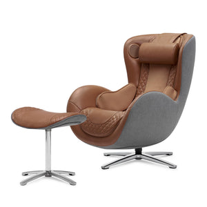 Classic Massage Chair with Ottoman – Caramel Leather Recliner with Percussive Shiatsu Massager, Built-in Speaker & Full Body Spot Massage – Ultimate Comfort for Home & Office