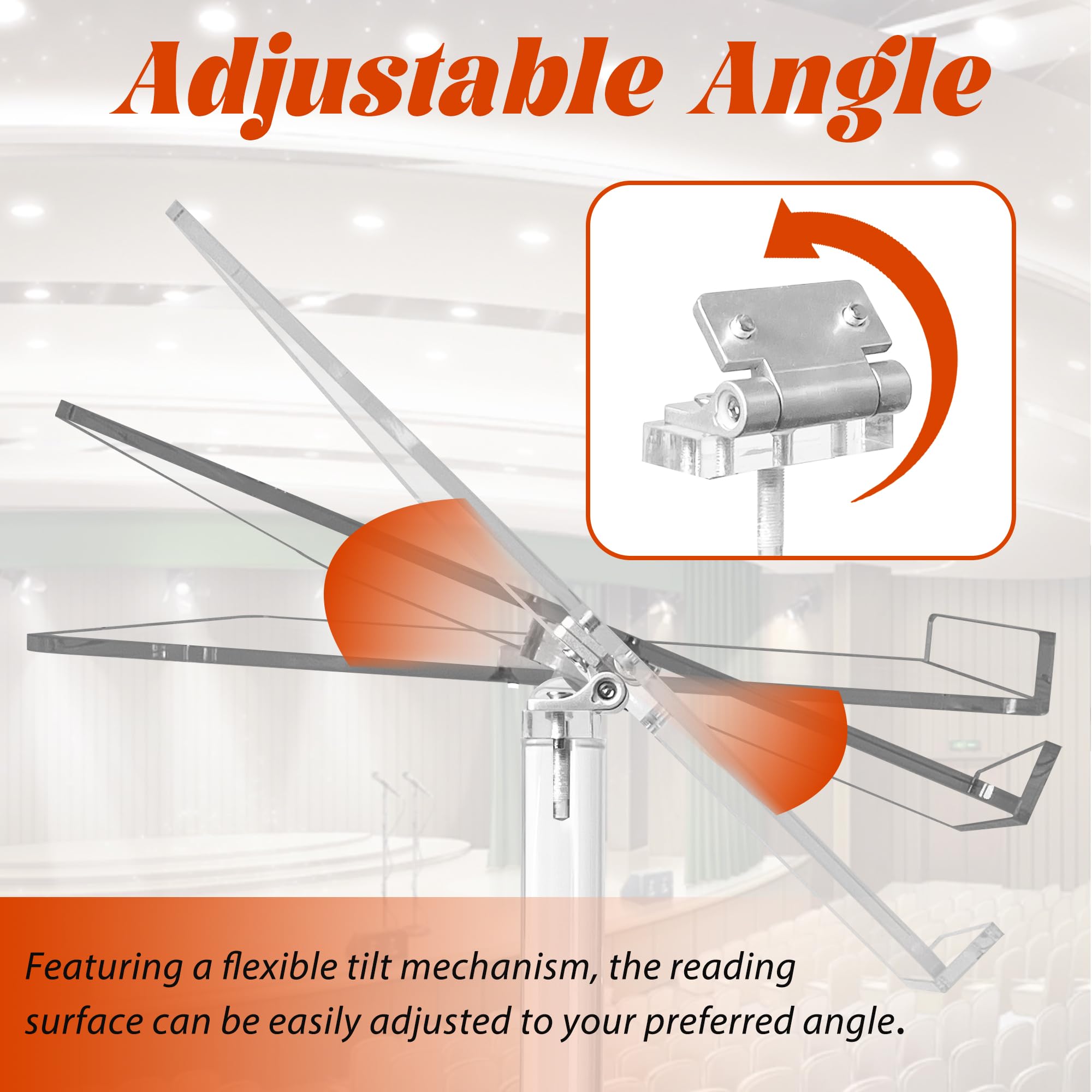 Podium Stand, Lecterns & Podiums, Acrylic Adjustable Angles with Metal Base, Podium for Church, Weddings, Classroom, Speech, 16" L x 12" W x 48" H (Clear)
