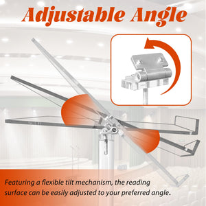 Podium Stand, Lecterns & Podiums, Acrylic Adjustable Angles with Metal Base, Podium for Church, Weddings, Classroom, Speech, 16