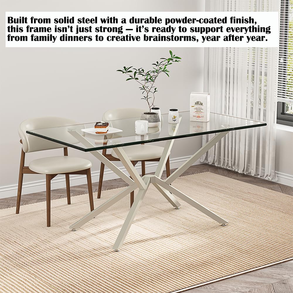 30 Inch Metal Table Base for Dining Room, Heavy Duty Table Legs for Glass, Marble, and Wood Tops, Furniture Legs for Home,Kitchen,Office (Silver)