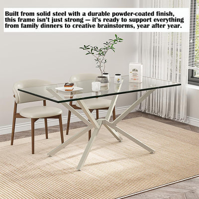 30 Inch Metal Table Base for Dining Room, Heavy Duty Table Legs for Glass, Marble, and Wood Tops, Furniture Legs for Home,Kitchen,Office (Silver)
