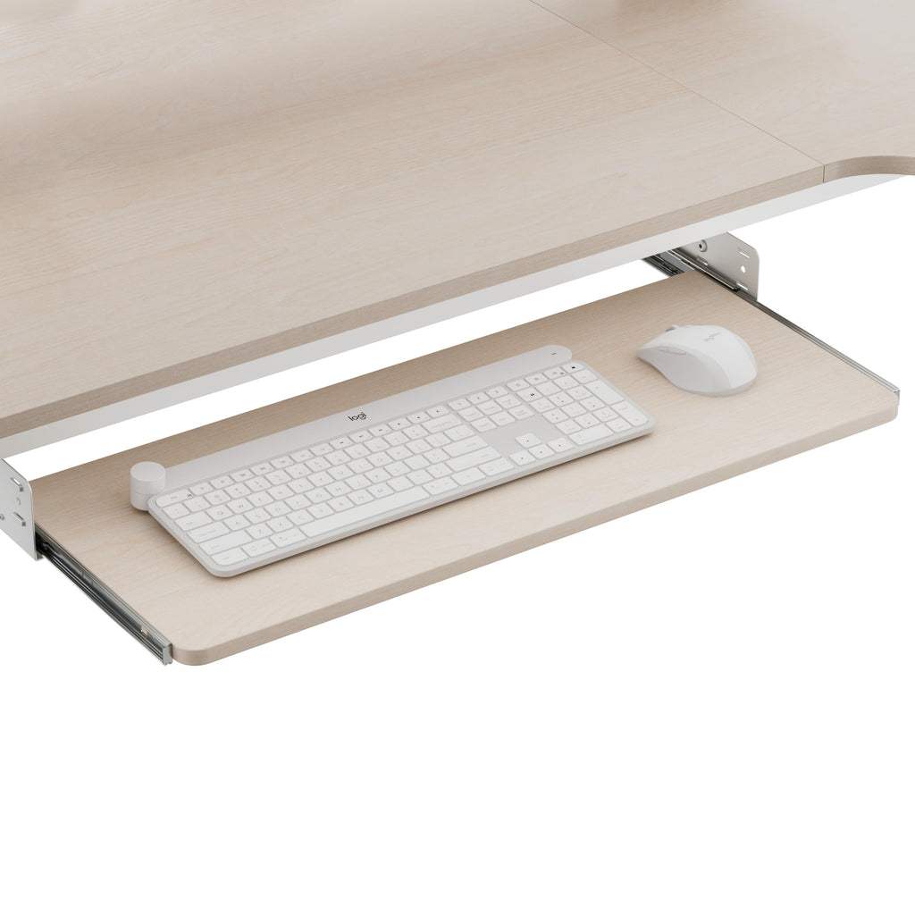 Adjustable Keyboard Tray Under Desk, 28x11 Inch Large Slide Out Keyboard & Mouse Platform Tray, Wooden Pull Out Computer Keyboard Drawer for Typing Home Office Desk, Maple