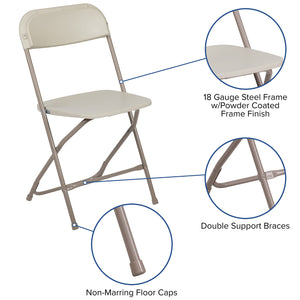 4 Pack Hercules Series Plastic Folding Chair - Beige - 650LB Weight Capacity Comfortable Event Chair-Lightweight Folding Chair