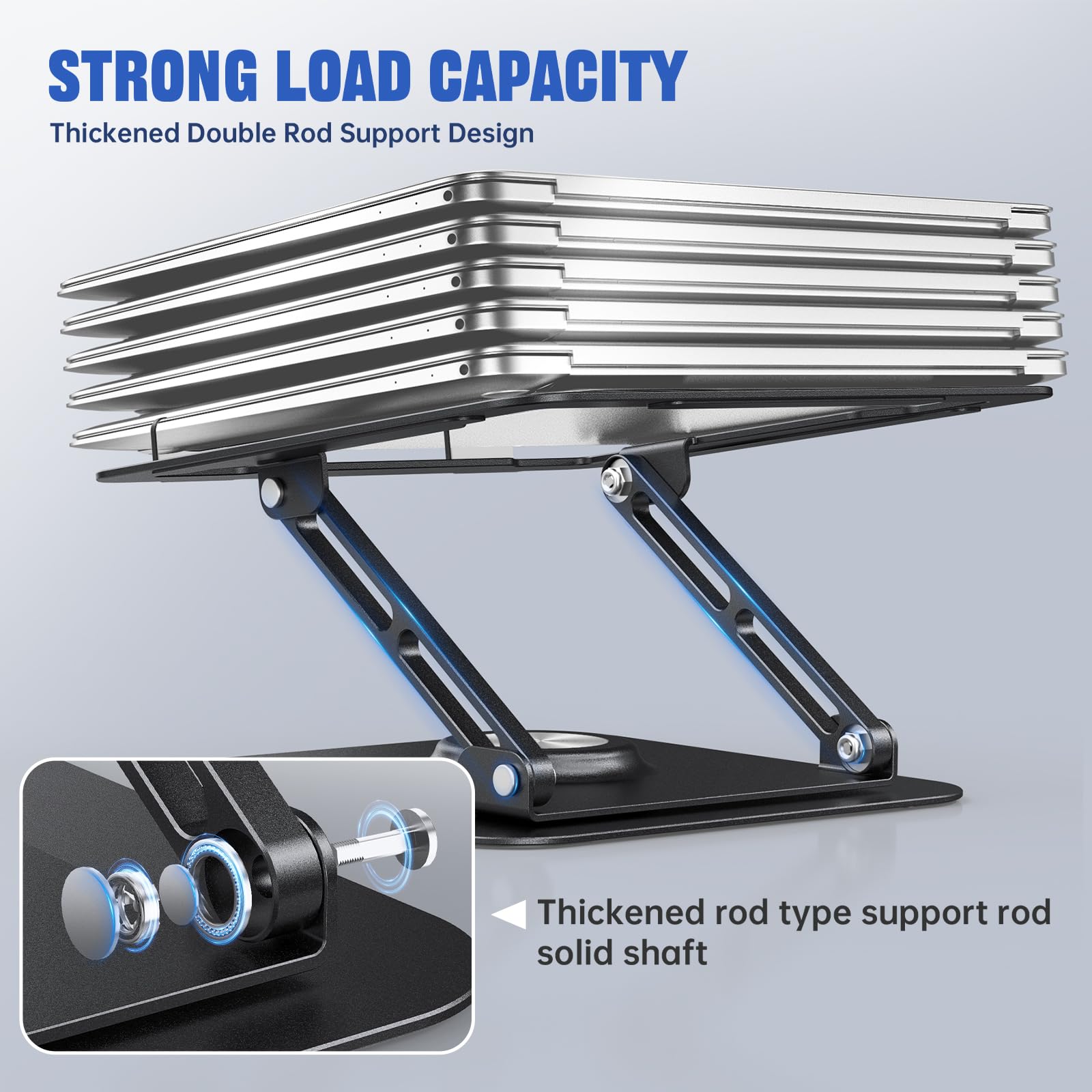 Laptop Stand for Desk, Adjustable Computer Stand with 360° Rotating Base, Ergonomic Laptop Riser for Collaborative Work, Foldable & Portable Laptop Stand, fits for All 10-16" Laptops