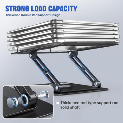 Laptop Stand for Desk, Adjustable Computer Stand with 360° Rotating Base, Ergonomic Laptop Riser for Collaborative Work, Foldable & Portable Laptop Stand, fits for All 10-16