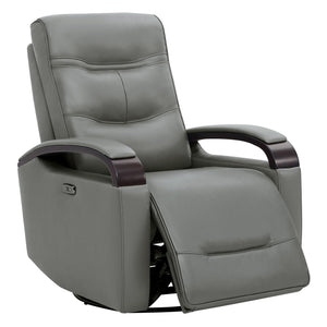 Genuine Leather Power Swivel Glider Rocker Recliner, FSC Certified Mid Century Modern Recliner Chair for Adults, Adjustable Power Headrest, for Nursery and Living Room, Haze