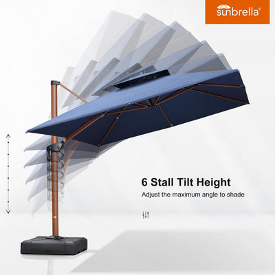 Umbrella 9' X 12' Double Top Deluxe Rectangle Patio Umbrellas Offset Hanging Umbrellas Cantilever Umbrella, Spectrum Indigo