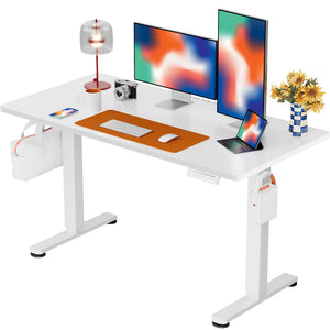 Height Adjustable Electric Standing Desk, 48 x 24 Inches Sit Stand up Desk, Memory Computer Home Office Desk, White