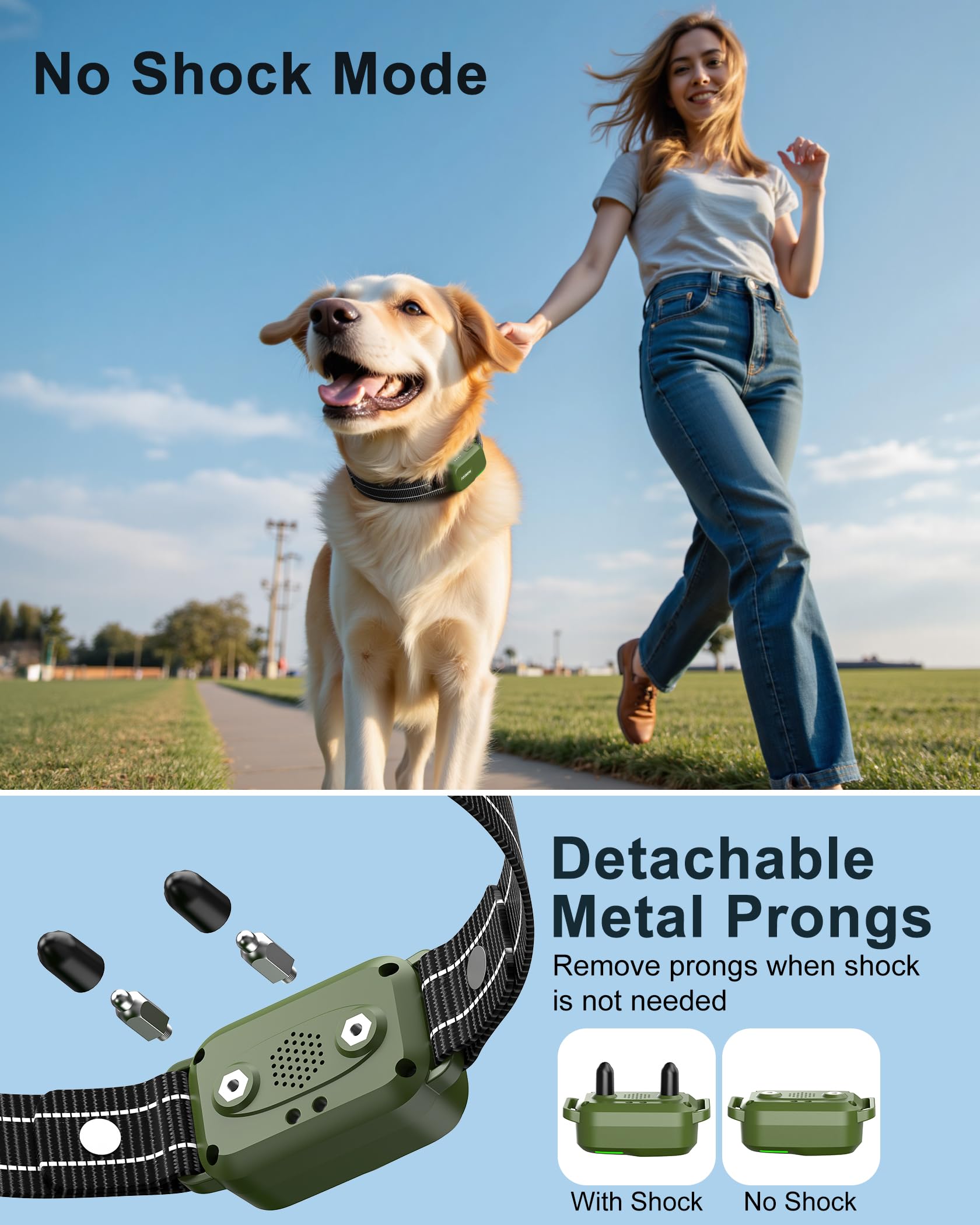 Dog Shock Collar - 4500FT Dog Training Collar with Remote, IPX8 Waterproof Electric Dog Collar with 4 Training Modes, Security Lock, Rechargeable eCollar for 10-120lbs Small Medium Large Dogs