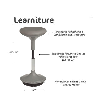 Adjustable Height Active Learning Stool for Office Desks and Classrooms, Foam-Padded Backless Wobble Stool with Rocking Motion, Gray