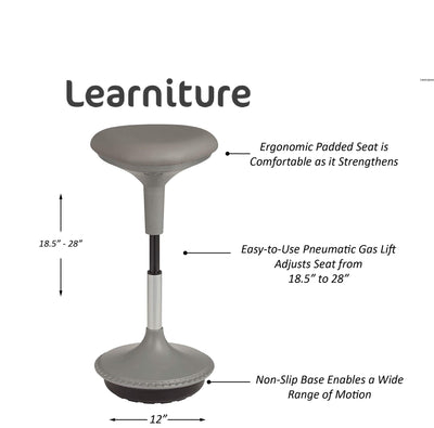 Adjustable Height Active Learning Stool for Office Desks and Classrooms, Foam-Padded Backless Wobble Stool with Rocking Motion, Gray