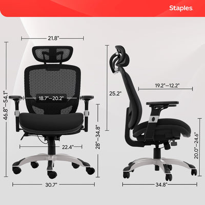 Ergonomic Office Chair Adjustable Lumbar Support with Breathable Mesh, Swivel Desk Chair for Home Office, Black (XL)