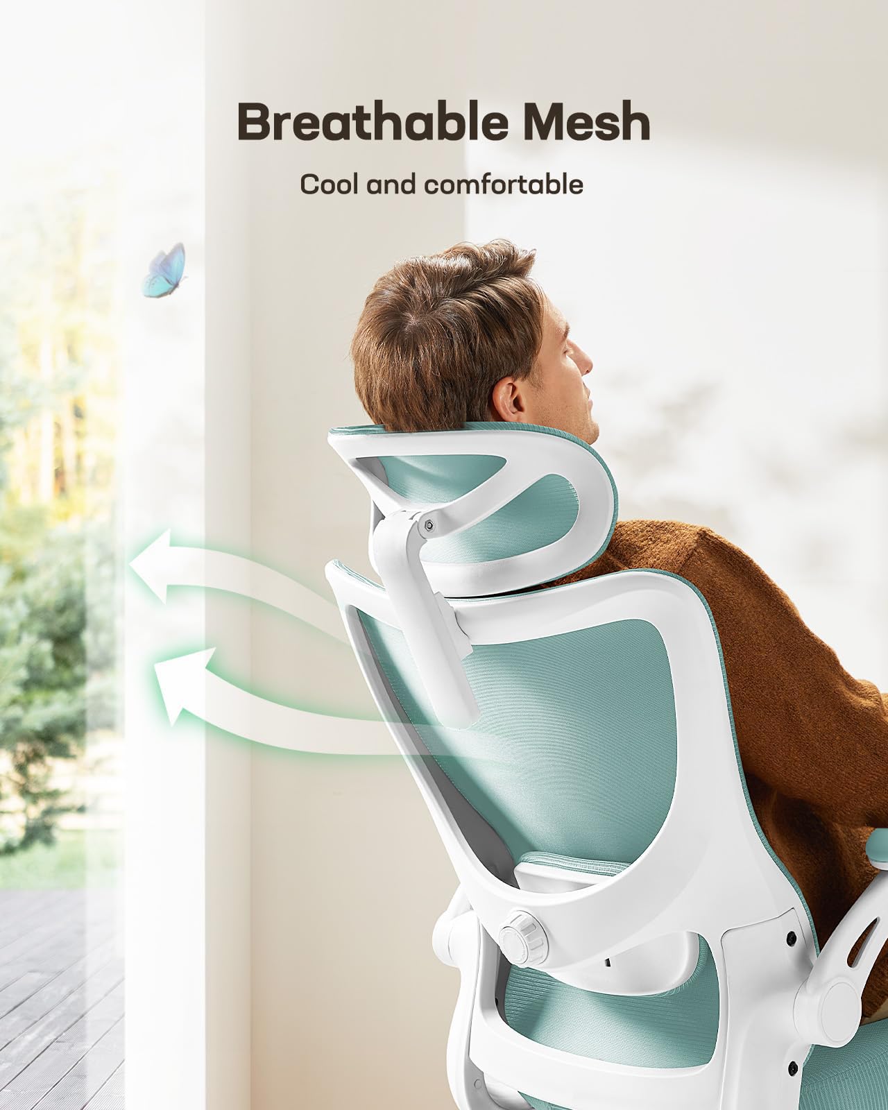 Ergonomic Office Chair: Office Desk Chair with High Back Mesh and Adjustable Lumbar Support Rolling Work Swivel Task Chairs with Wheel 3D Armrests and Headrest