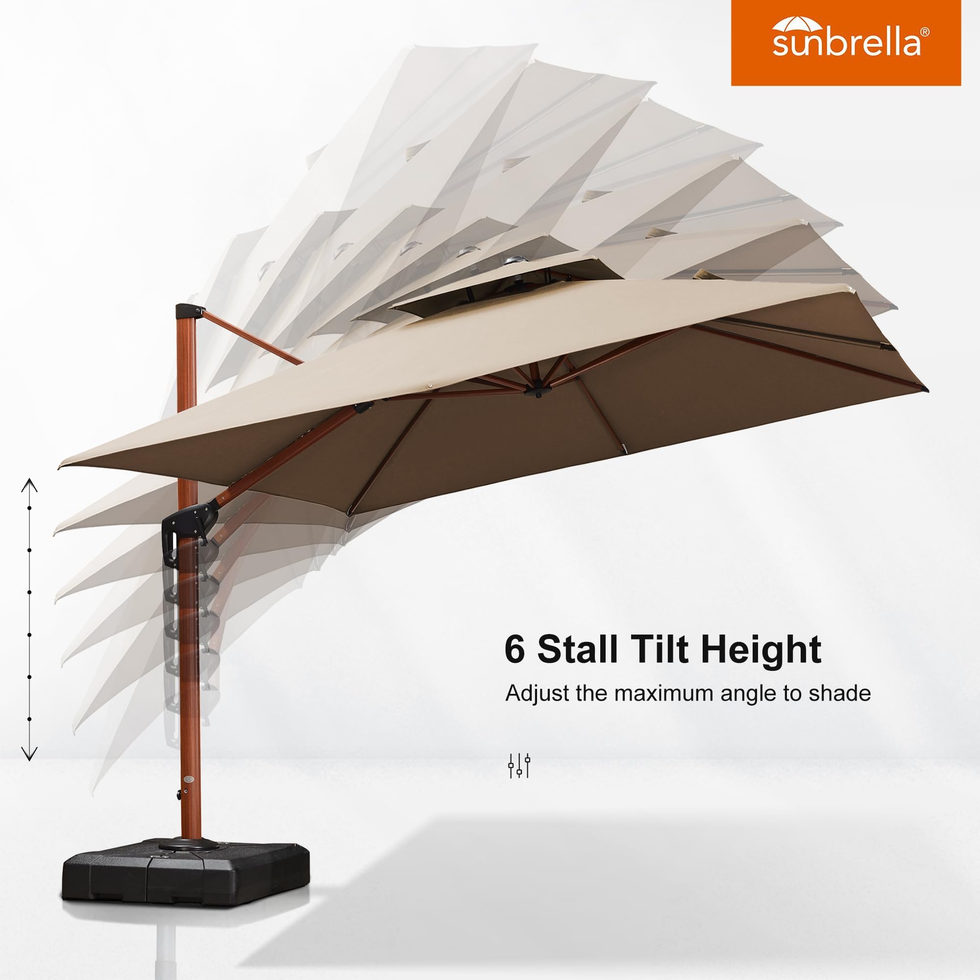 9' X 12' Patio Large Cantilever Umbrella Outdoor Round Wood Umbrellas Offset Umbrella Heavy Duty Sun Umbrellas for Garden Deck Pool, Deep Beige