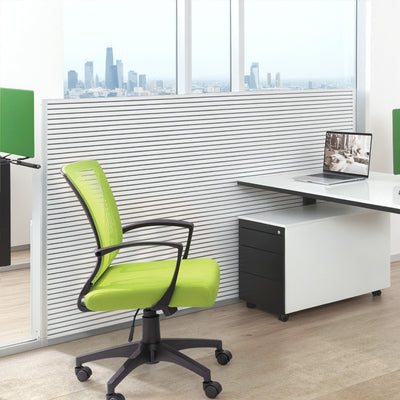 Office Chair Ergonomic Computer Desk Mesh Chair Mid Back Swivel Lumbar Support with Armrest (2, Cyan)
