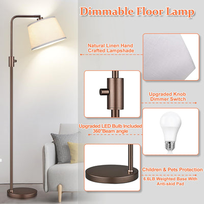 [Upgraded] Dimmable Floor Lamp, 1000 Lumens LED Edison Bulb Included, Modern Arc Standing Tall Brown Floor Lamp for Living Room Bedroom Office Dining Room