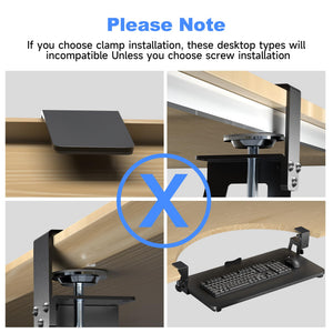 Keyboard Tray Under Desk Large C-Clamp 25.6” (30” Including Clamps) x 11.8” Slide-Out Platform Computer Drawer Pull Out Keyboard & Mouse Tray Black DSF4