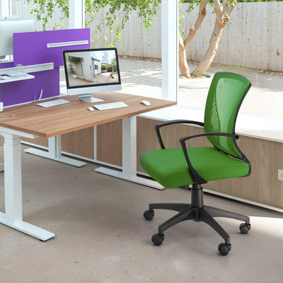 Office Chair Ergonomic Computer Desk Mesh Chair Mid Back Swivel Lumbar Support with Armrest (1, Green)