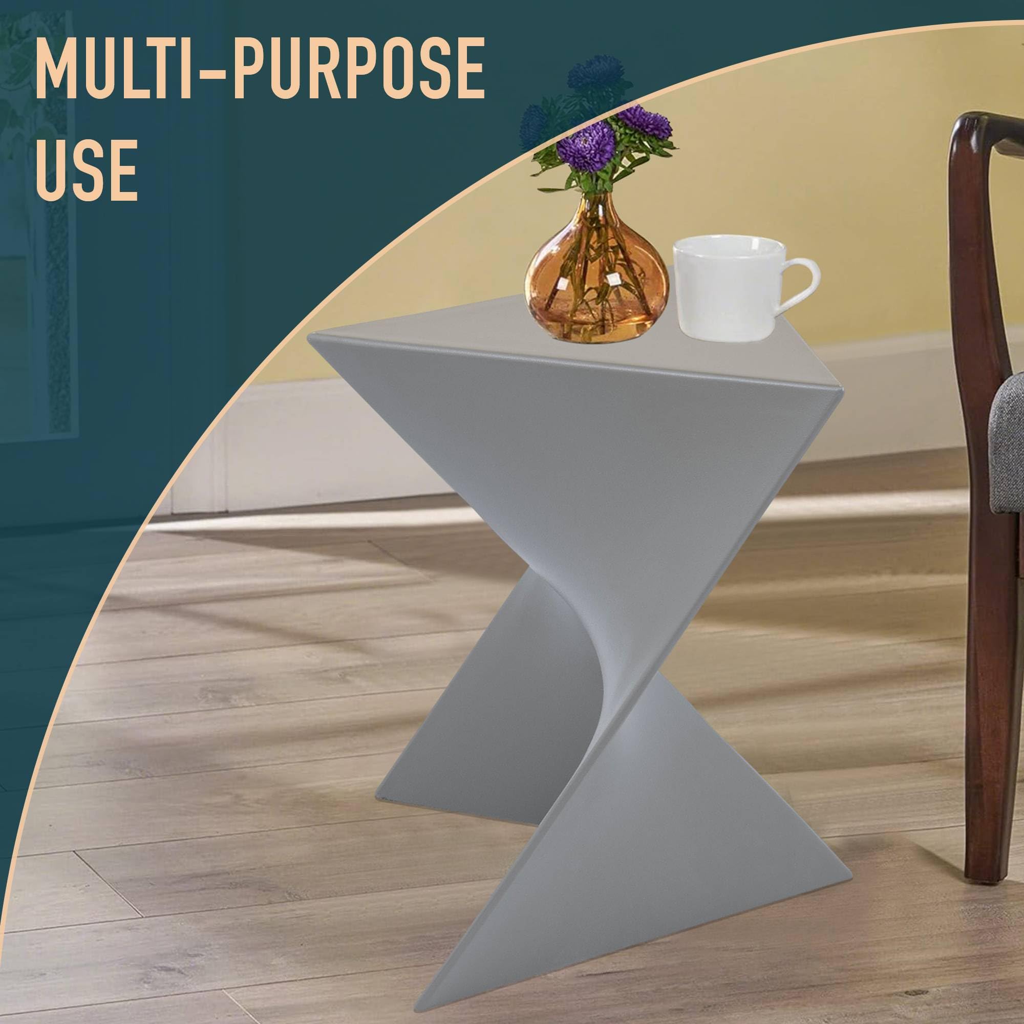 Modern Grey Accent Side Table - Stylish Side Vanity Table for Bedroom & Living Room