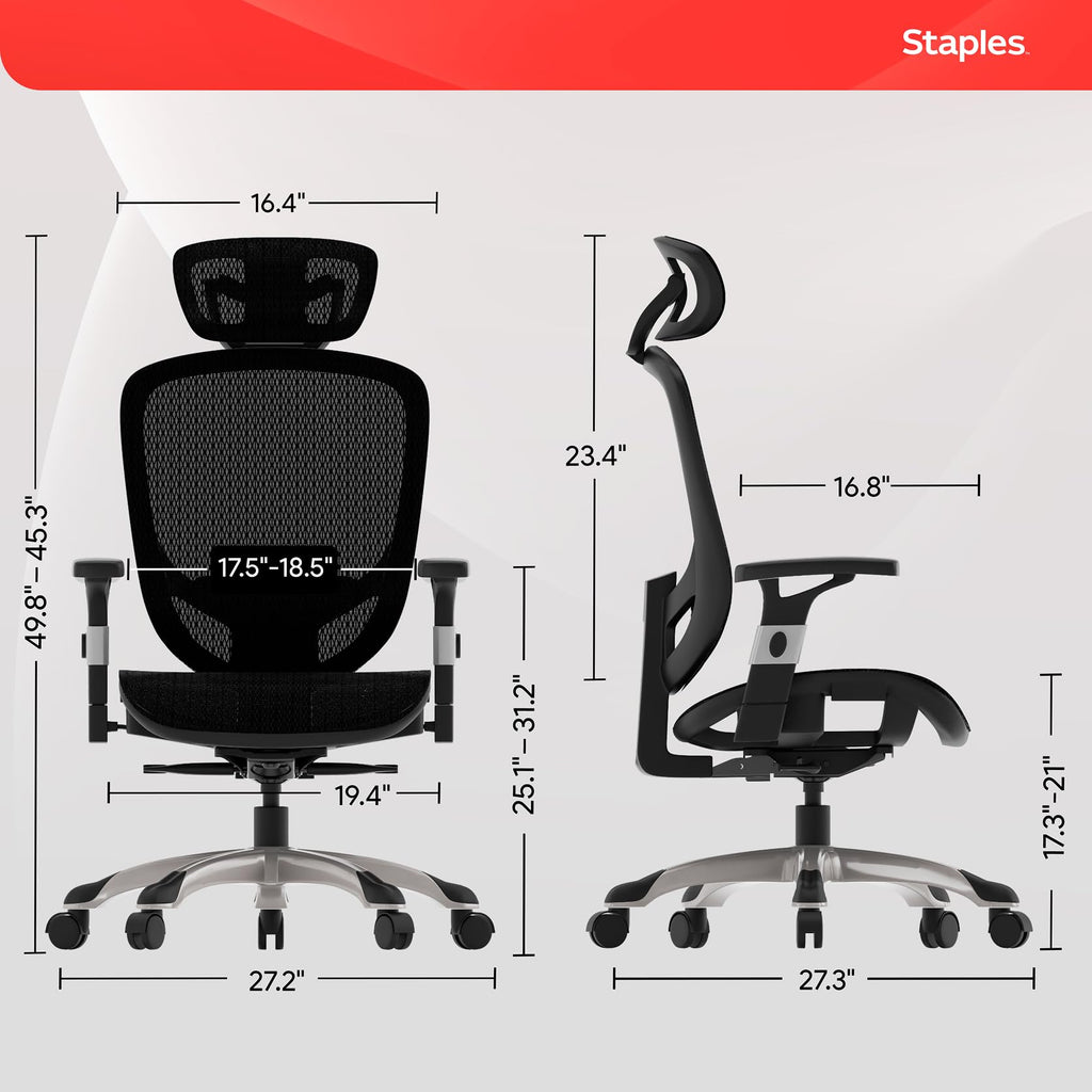 Ergonomic Task Chair, Mesh, Ergonomic, Lumbar Support, Swivel, Black