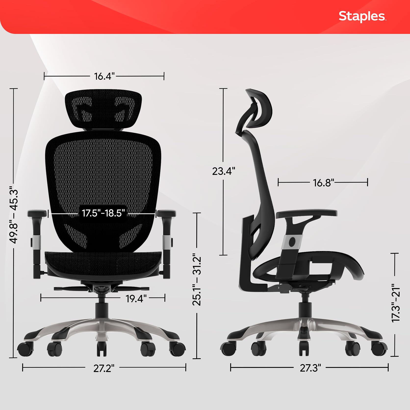 Ergonomic Task Chair, Mesh, Ergonomic, Lumbar Support, Swivel, Black