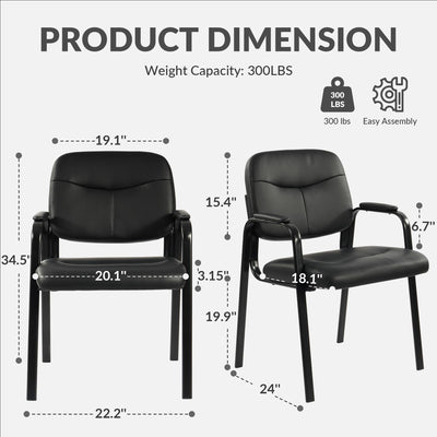 Waiting Room Chairs No Wheels Set of 4, Leather Stationary Office Reception Guest Chair with Padded Arms for Elderly Desk Conference Room Lobby Table Side Salon
