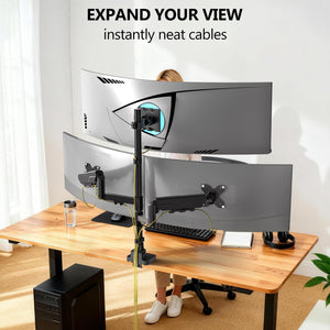 Triple Monitor Mount, up to 49'' Ultrawides on Top Bracket and 34'' Screens on Side Brackets, Extra Tall 3 Monitors Desk Mount, Heavy Duty Monitor Arm up to 44 lbs (GSDM003N-P), Black