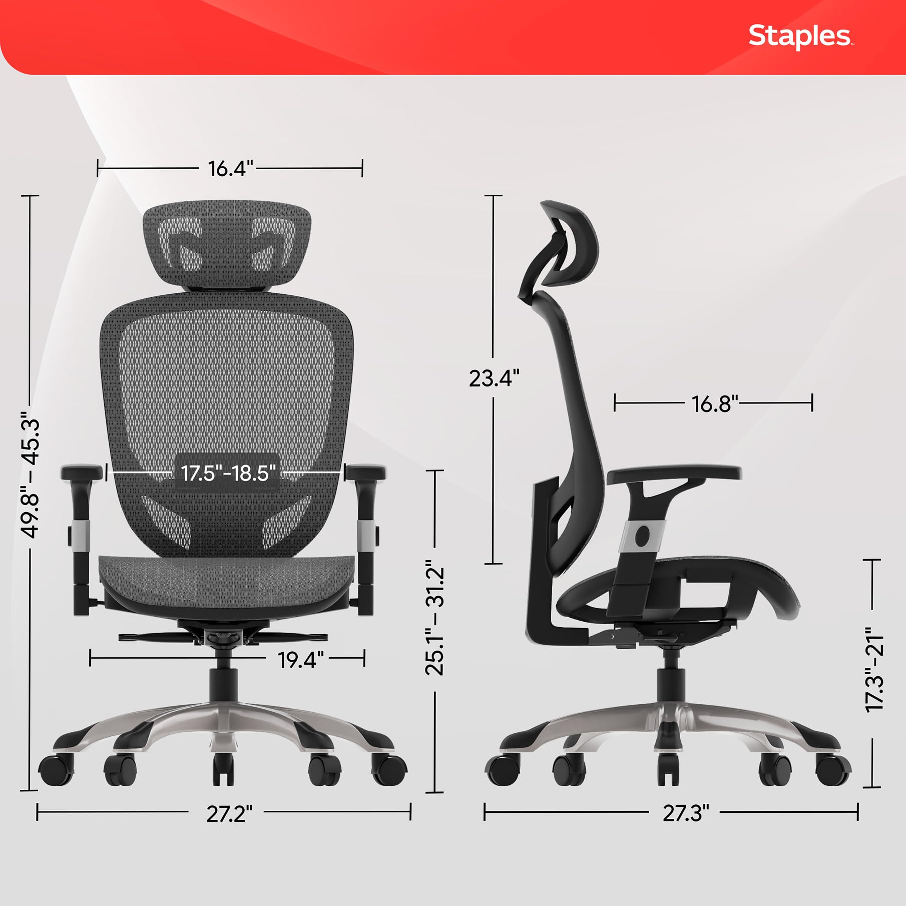 Ergonomic Task Chair, Mesh, Ergonomic, Lumbar Support, Swivel, Gray