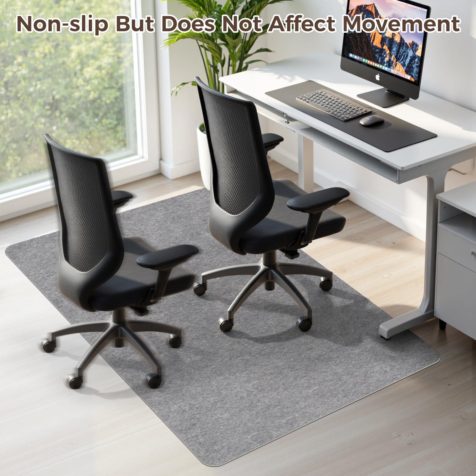 Office Chair Mat,Hard Floor Chair Mat Suitable for Hardwood and Tile Floors,Large Non-Slip Floor Protection Mat,Does Not Pill,Grey(36