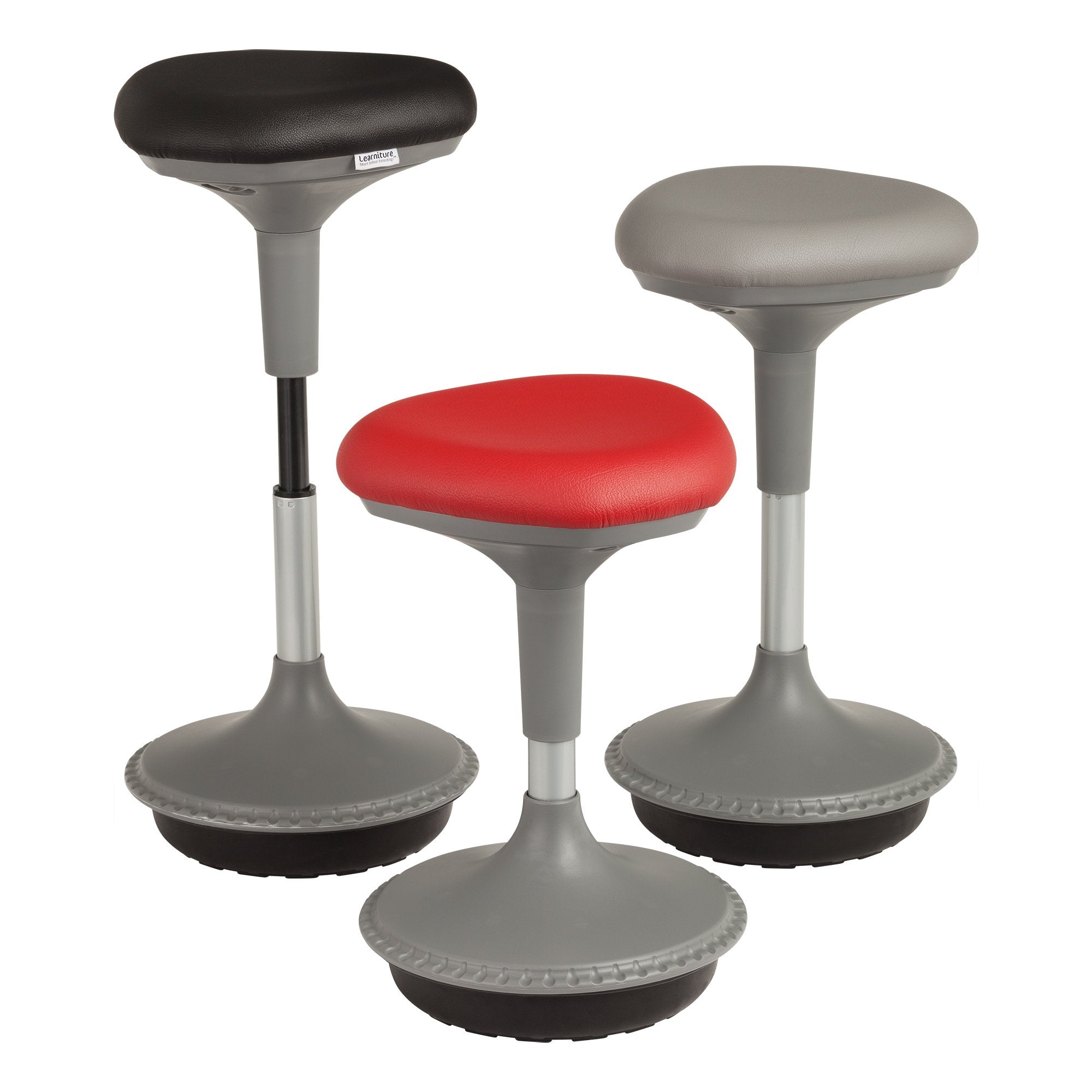 Adjustable Height Active Learning Stool for Office Desks and Classrooms, Foam-Padded Backless Wobble Stool with Rocking Motion, Gray