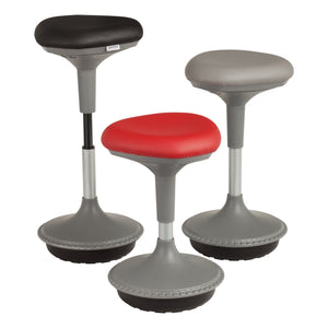 Adjustable Height Active Learning Stool for Office Desks and Classrooms, Foam-Padded Backless Wobble Stool with Rocking Motion, Red