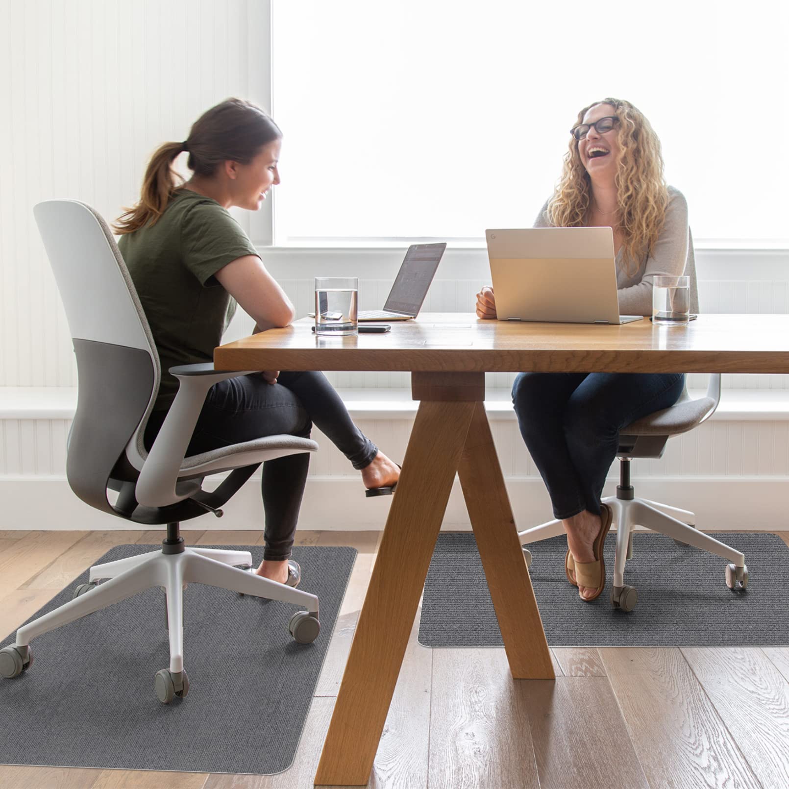 Office Chair Mat for Hardwood Floor,Office Computer Gaming Chair Mat for Tile Floor,Large Floor Protector Rug,Anti-Slip,Easy to Clean,Grey(48"x55")