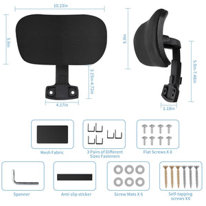 Office Chair Headrest Attachment Universal, Head Support Cushion for Any Desk Chair, Elastic Sponge Head Pillow for Ergonomic Executive Chair, Adjustable Height & Angle Upholstered, Chair Not Included