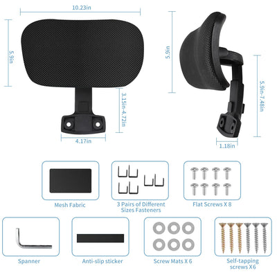 Office Chair Headrest Attachment Universal, Head Support Cushion for Any Desk Chair, Elastic Sponge Head Pillow for Ergonomic Executive Chair, Adjustable Height & Angle Upholstered, Chair Not Included