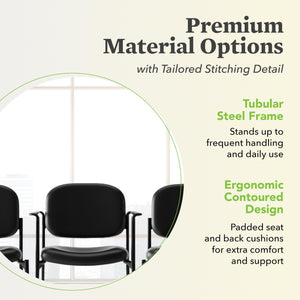 Fabric Guest Office Chair with Arms, Stackable Seating for Waiting Rooms, Lobbies, Conference Areas, and Offices, Side Chair for Reception and Training Spaces, Black