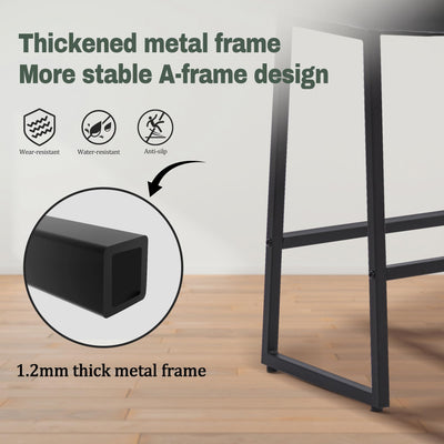 Black Modern Bar Stool for Kitchen Counter Backless Counter Height Barstool with Upholstered Faux Leather Seat and Metal Frame Industrial 24 inch Bar Chair