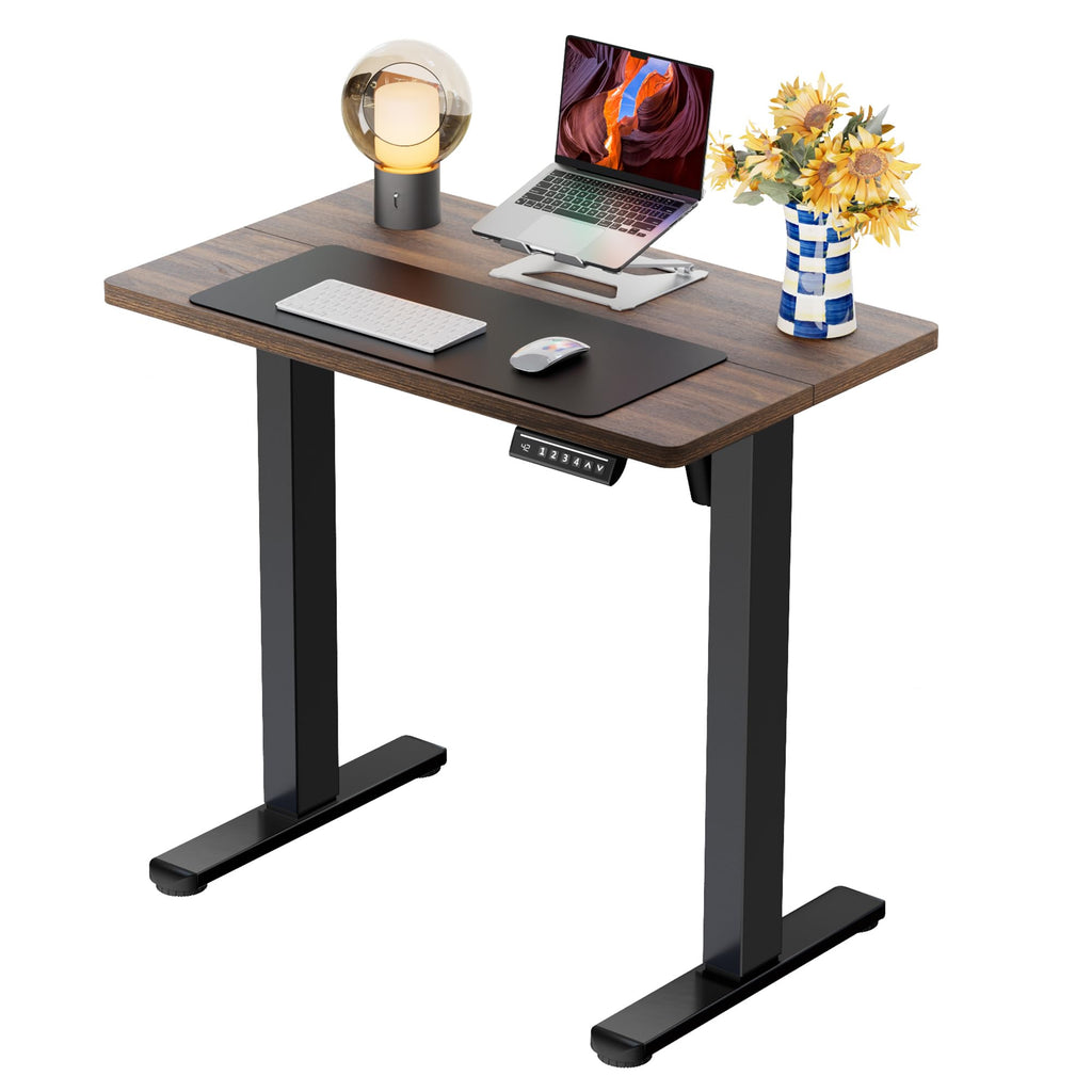 Height Adjustable Electric Standing Desk, 32 x 19 Inches Sit Stand up Desk, Memory Computer Home Office Desk, Dark Walnut