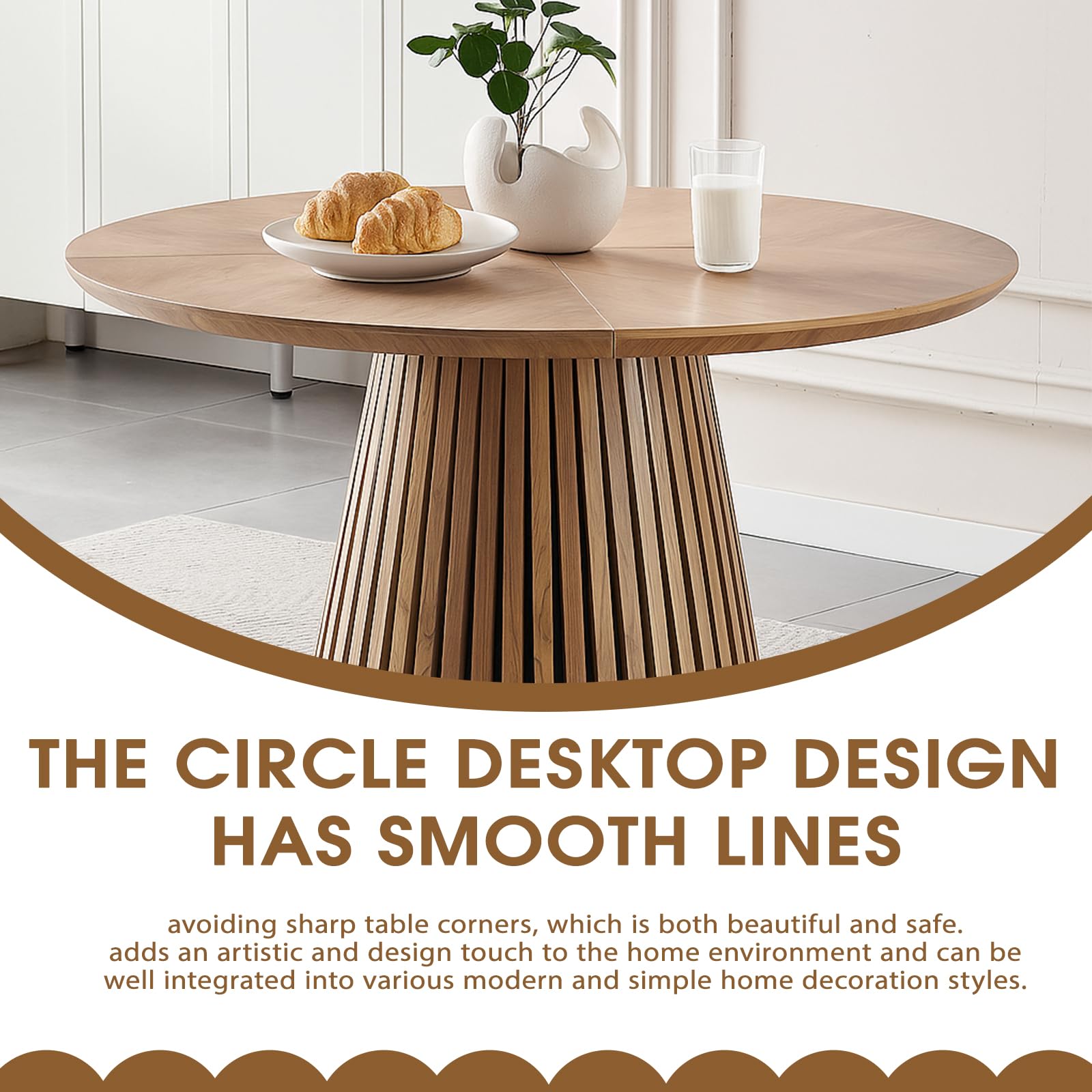 47.2 Inch Round Tulip Dining Table, Circle Kitchen Table for 2-4 People for Kitchen Dining Room