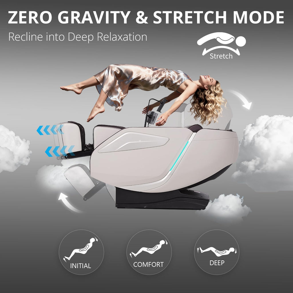Zero Gravity Massage Chair with 55'' SL-Track & Body Scan - Shiatsu Massage Recliner with Heating & 40 Airbags - Voice Control, Foot Rollers, 15 Auto Modes & 9 Techniques (Coffee)