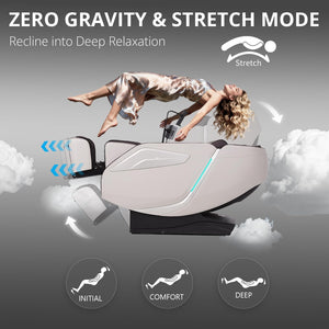 Zero Gravity Massage Chair with 55'' SL-Track & Body Scan - Shiatsu Massage Recliner with Heating & 40 Airbags - Voice Control, Foot Rollers, 15 Auto Modes & 9 Techniques (Coffee)