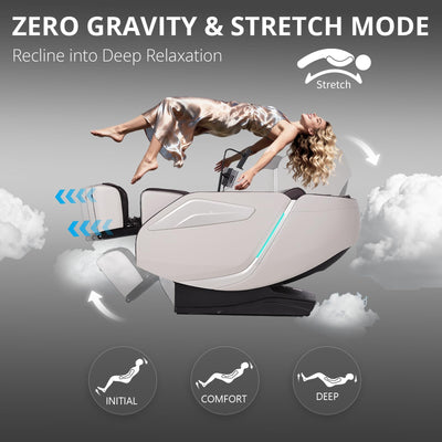 Zero Gravity Massage Chair with 55'' SL-Track & Body Scan - Shiatsu Massage Recliner with Heating & 40 Airbags - Voice Control, Foot Rollers, 15 Auto Modes & 9 Techniques (Coffee)