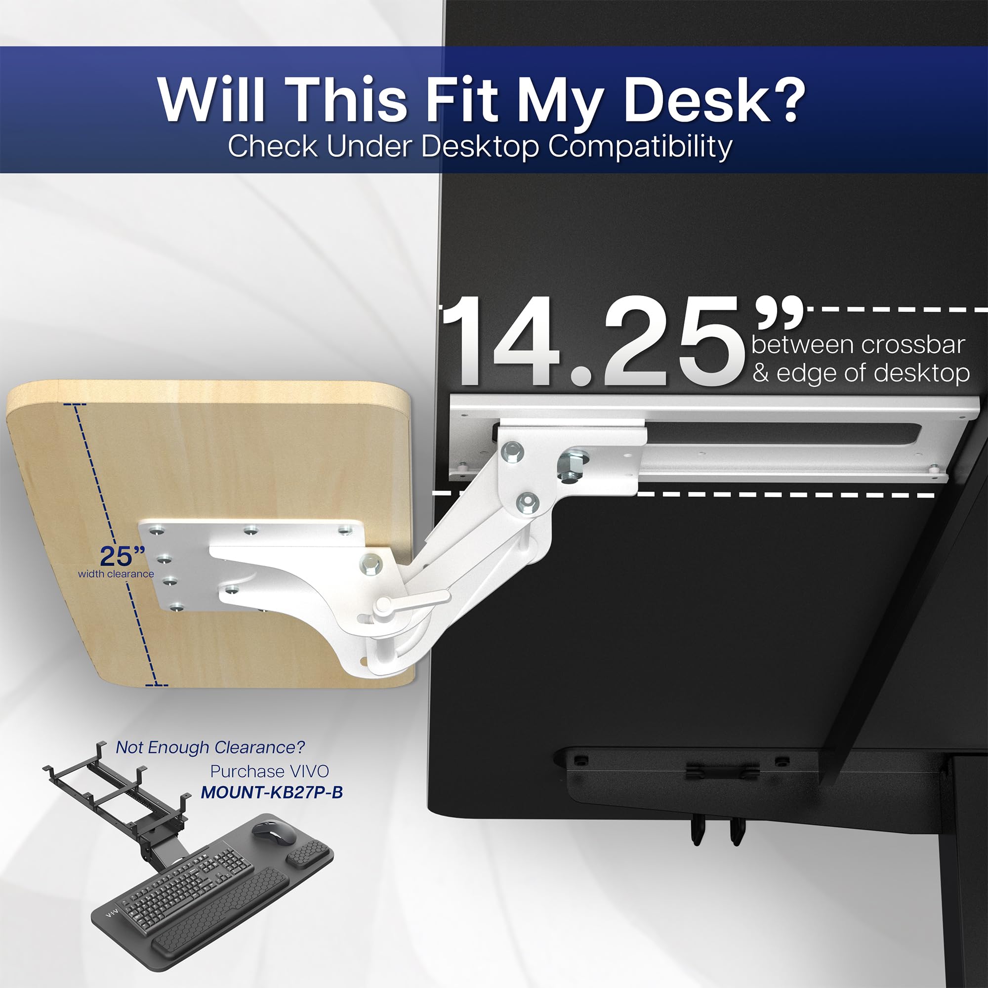 Adjustable Computer Keyboard and Mouse Platform Tray Ergonomic Under Table Desk Mount Drawer Underdesk Shelf, Light Wood, MOUNT-KB03C