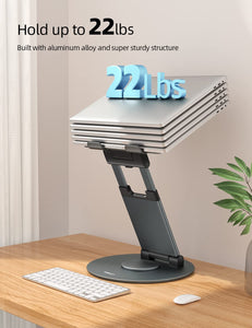 360 Rotating Laptop Stand for Desk Adjustable Height Swivel Pull Out Design Ergonomic Laptop Riser Standing Desk Converter Fits All 10-17
