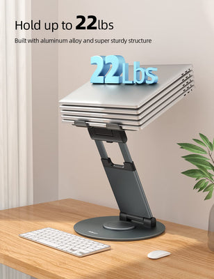 360 Rotating Laptop Stand for Desk Adjustable Height Swivel Pull Out Design Ergonomic Laptop Riser Standing Desk Converter Fits All 10-17