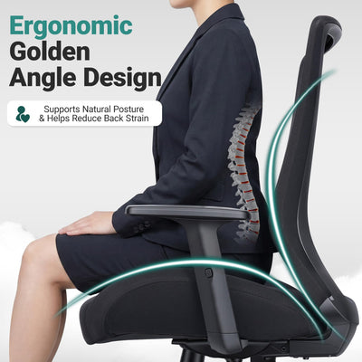 Big and Tall Home Office Desk Chair 500lb Capacity for Heavy People, Ergonomic Wide Mesh Desk Chair with Stepless Recline & Lock, 5.5