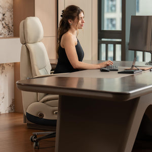 Ergonomic Power Recliner Chair for Long Hours, Leather Electric Luxury Office & Home Desk Chair with Back Heating and Ventilation, 3-Speed Cooling, 400Lbs Capacity (Light Coffee)