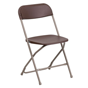 Hercules Series Plastic Folding Chair - - Brown - 650LB Weight Capacity Comfortable Event Chair - Lightweight Folding Chair -