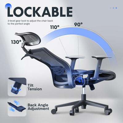 Ergonomic Office Chair High Back Mesh Swivel Computer Chair Home Office Desk Chairs with Wheels Lumbar Support Deep Black